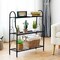 Black Metal 3-Tier Bookcase Plant Stand Indoor Outdoor Storage Rack
